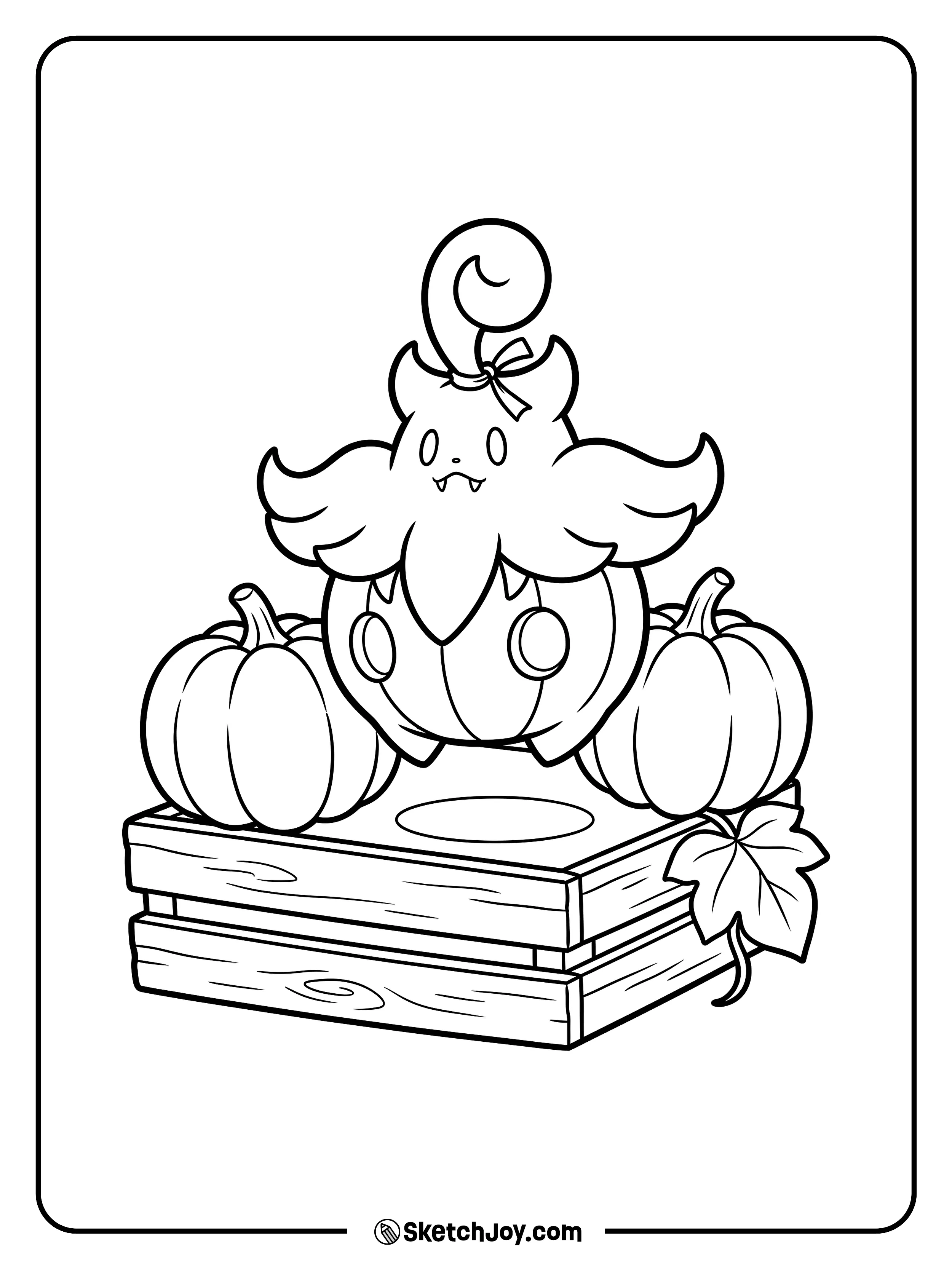 Pumpkaboo slips into a display of ordinary pumpkins and waits for someone to notice.