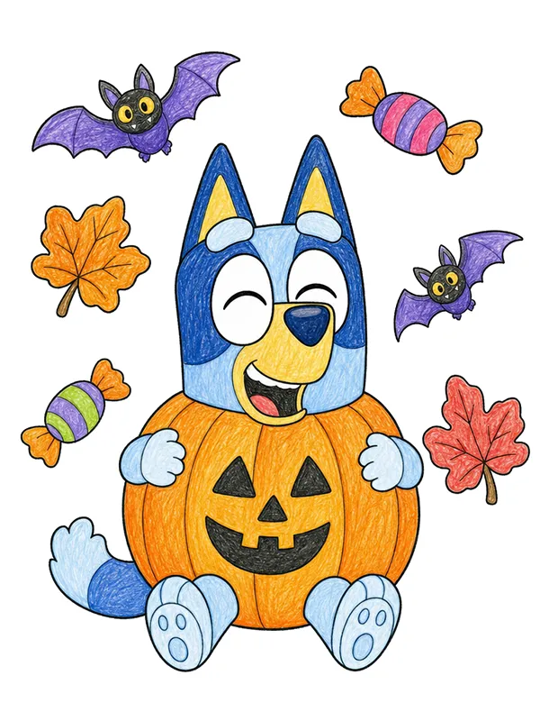 Bluey Halloween Coloring Pages