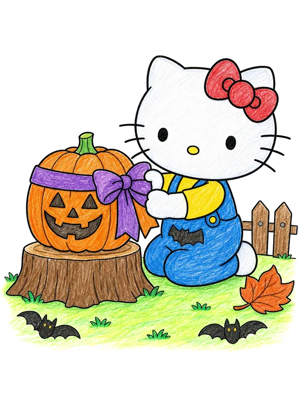Hello Kitty Halloween Coloring Pages