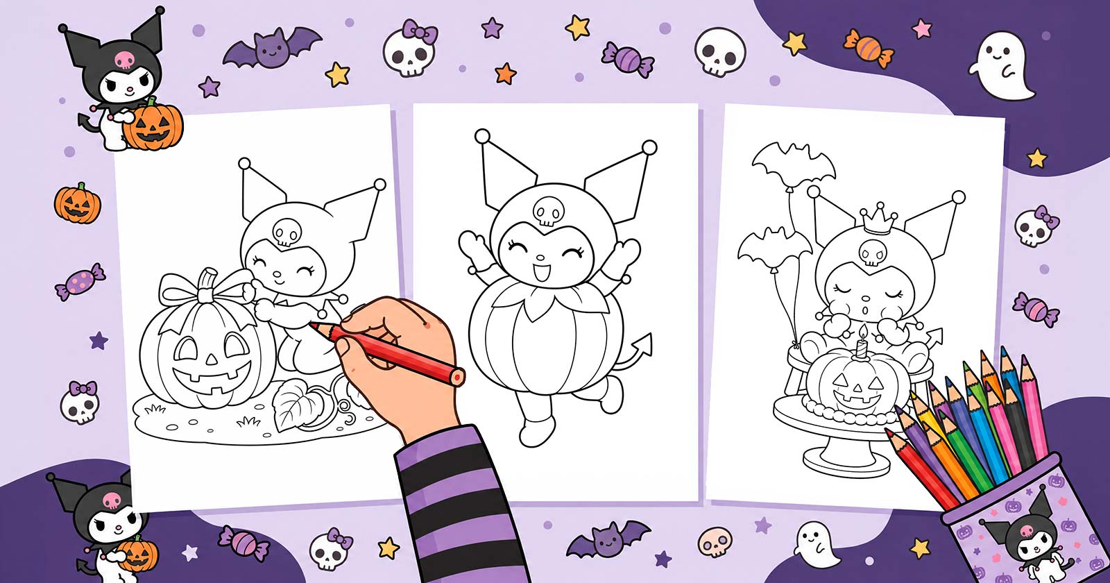 Printable Coloring Pages for Kuromi Halloween