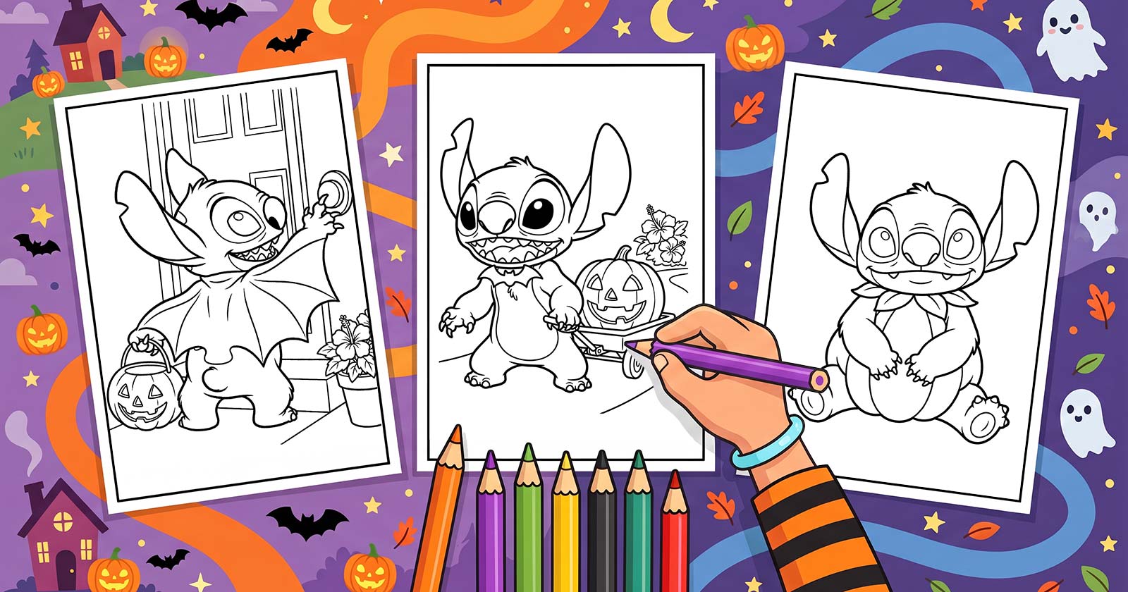 Printable Coloring Pages for Stitch Halloween