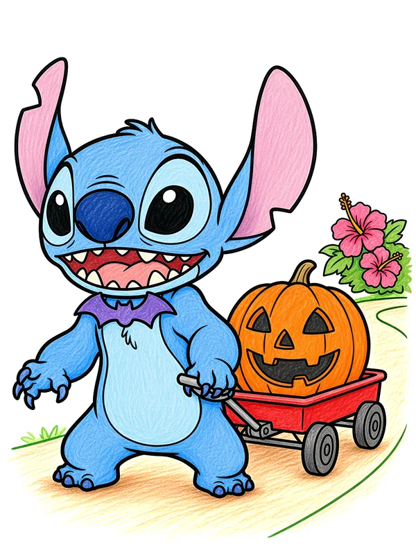 Stitch Halloween Coloring Pages